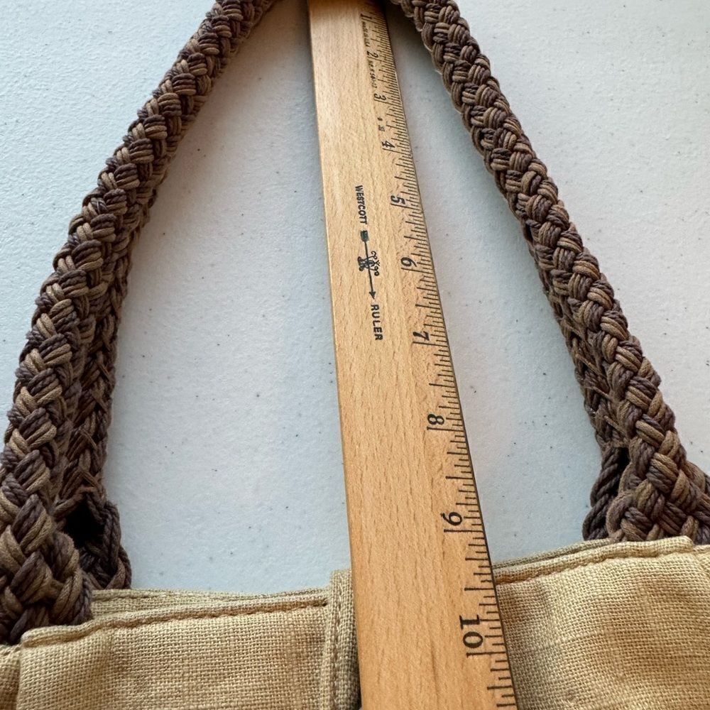 J. Jill Women’s Tan Linen Woven Tote Hobo Hand Bag - Picture 12 of 15